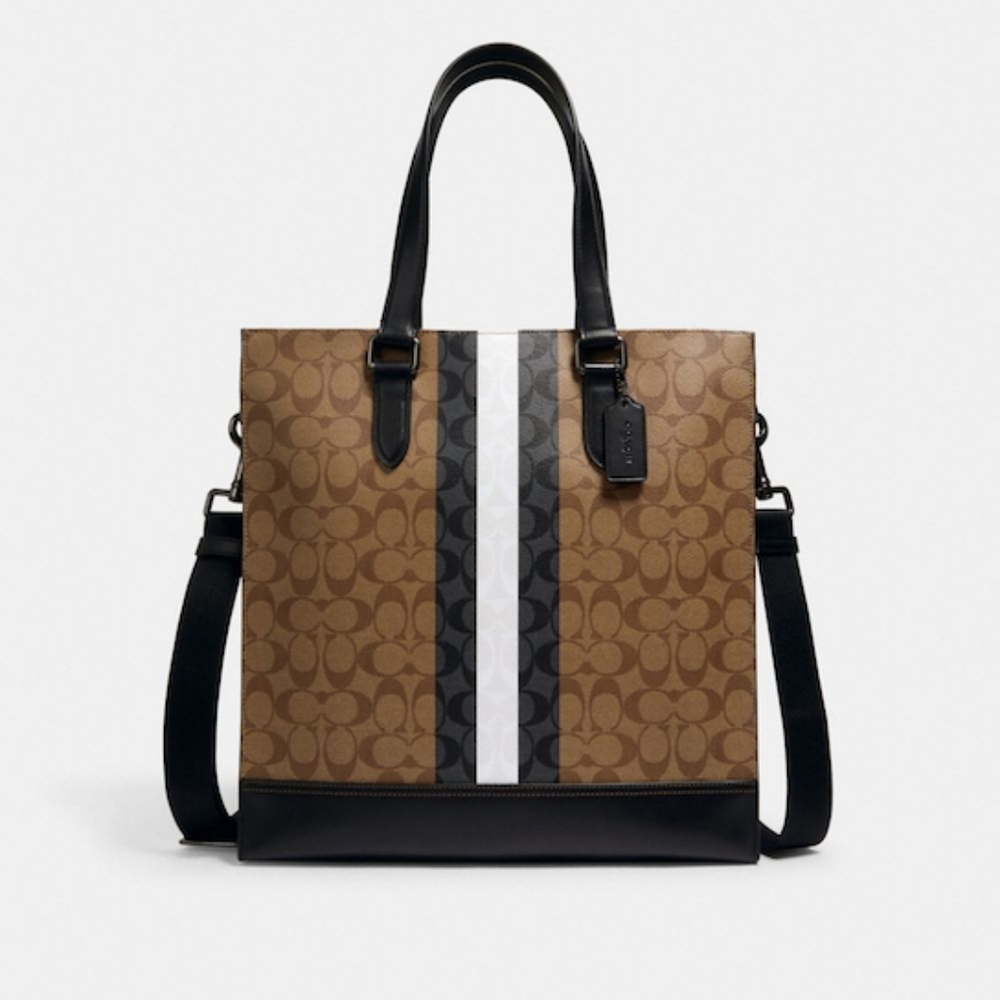 Coach signature tote with Varsity Stripe